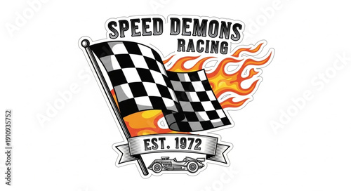 Checkered Flags Racing Logo Design.