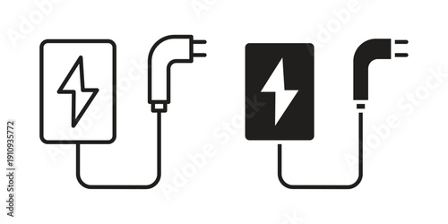 Electric charging icon illustrations. Pack of vector icons for ui ux