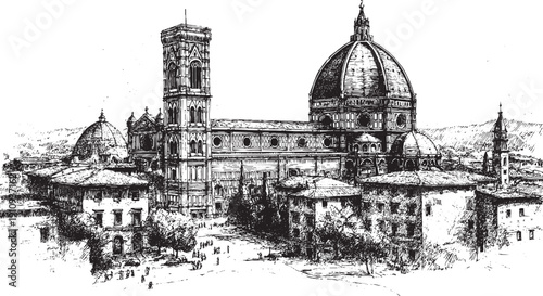 Florence Cathedral, Italy illustration on a white background. This vector illustration can be used in any size you like for advertising, logos, and other work.