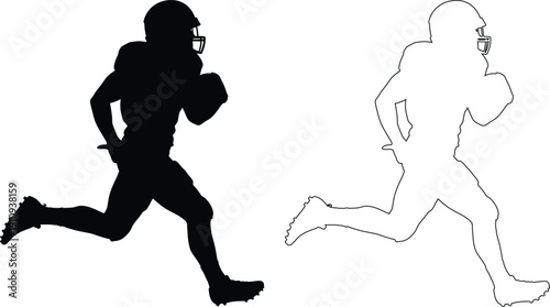 Two football players captured in different running stances during a game