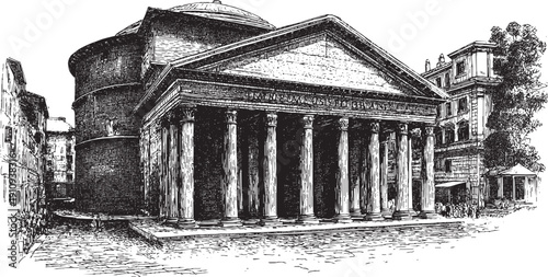 Pantheon Rome, Italy illustration on a white background. This vector illustration can be used in any size you like for advertising, logos, and other work.