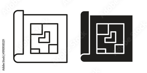 Floor plan icon illustrations. Pack of vector icons for ui ux