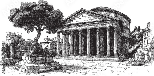 Pompei, Italy illustration on a white background. This vector illustration can be used in any size you like for advertising, logos, and other work.