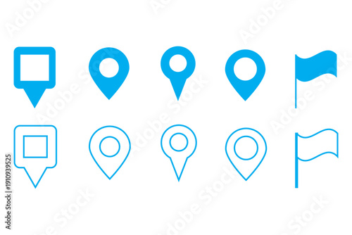 location icon set map pointer pin sign symbol red black outline destination icon place address navigation locator sign vector illustration	