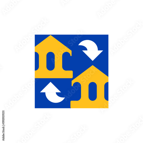 Bank transfer icon for money sending, financial transaction, and digital payment service.