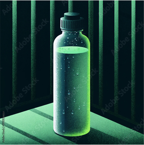 “Transparent Glass Water Bottle in Minimal Commercial Product Photography Style”