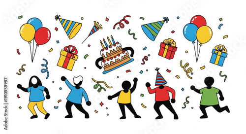 Children Celebrating Birthday Party Joy.