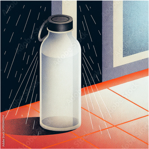 “Transparent Glass Water Bottle in Minimal Commercial Product Photography Style”