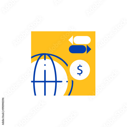 International transfer icon for global remittance, currency exchange, and cross border payment.