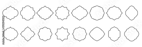 Islamic frame icon set. With line style. Vector illustration.