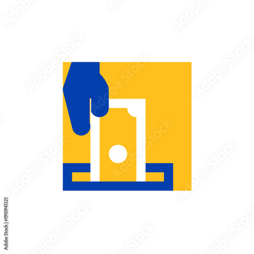 Money deposit icon for cash in, account top up, and financial transaction service.