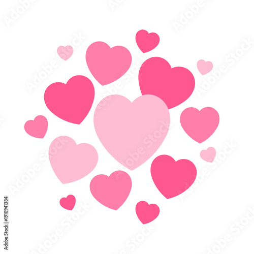pink hearts flat vector illustration logo icon clipart	