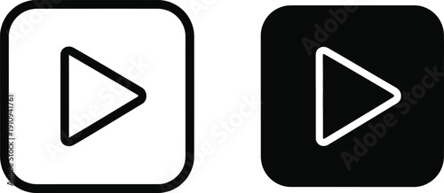 Play Button Icons in Black and White