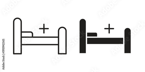 Hospital bed icon illustrations. Pack of vector icons for ui ux
