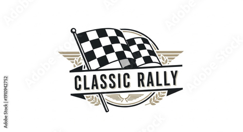 Classic Rally Checkered Flag Logo Design.