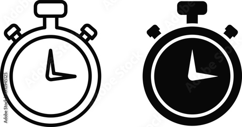 Stopwatch icons in black and white