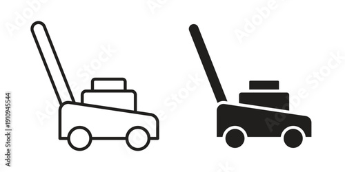 lawn mower icon illustrations. Pack of vector icons for ui ux