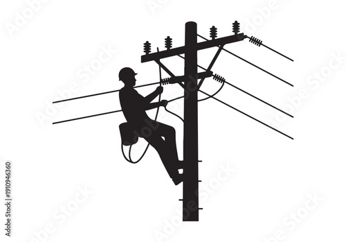 Electrician climbing pole for electrical repair vector eps 10