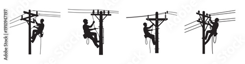 Electrician Pole silhouette vector illustration eps 10