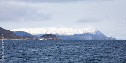 Nuuk, Greenland, September 2025, View of the Glacier Mountains Behind the Snowy Nuuk Fjord Hills