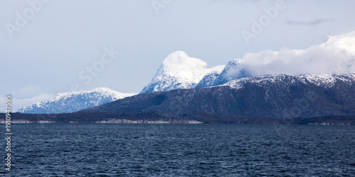 Nuuk, Greenland, September 2025, View of the Glacier Mountains Behind the Snowy Nuuk Fjord Hills