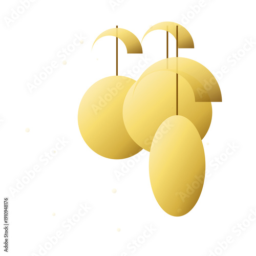 Modern Yellow Pendant Light Fixture with Multiple Spherical Shades.