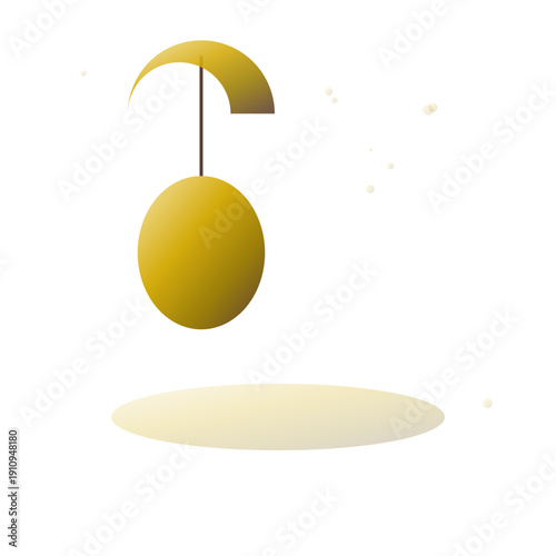 A yellow sphere suspended in mid-air with a shadow below.