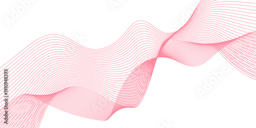 abstract pink wave line white background, colorful wave line. Wave of the many colored lines pattern and design elements created.  Web banner size. Vector background with lines. 