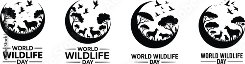 World Wildlife Day animals and nature vector illustration