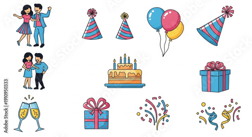 Colorful Party Icons and Elements.