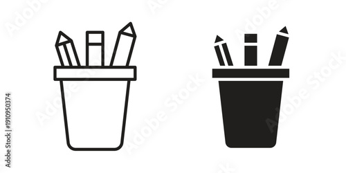 Pencil box icon illustrations. Pack of vector icons for ui ux