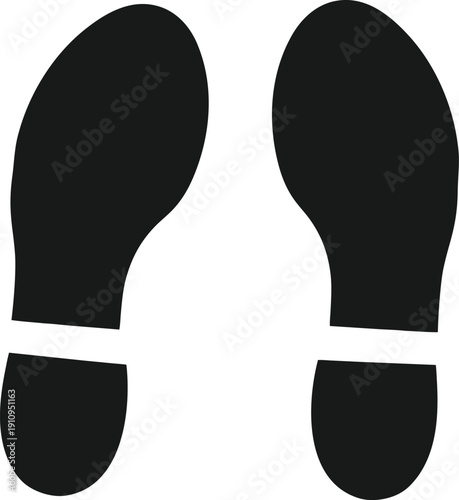 Black shoe soles footprints isolated on white background
