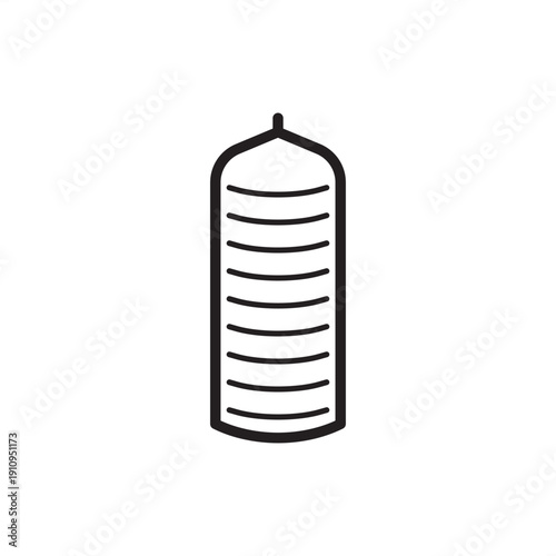 Silicon ingot icon. Semiconductor manufacturing and solar energy, representing monocrystalline boules, Czochralski growth, wafer fabrication substrates, and high-purity electronic material science.