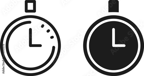 Stopwatch icons in black and white