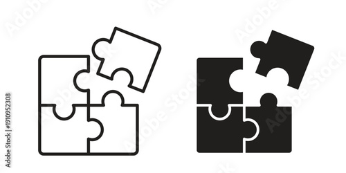 Puzzle icon illustrations. Pack of vector icons for ui ux