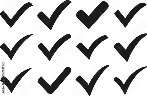 Multiple black check marks on white background