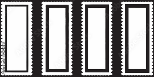 Four rectangular frames with decorative borders on a black background