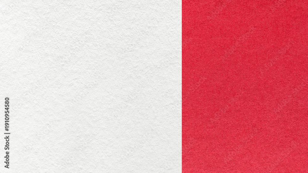 Fototapeta premium White paper texture two color background with red vertical split and copy space for template, banner, presentation