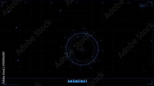 Hud animation for web designers set in a sci fi space with a dark background showing futuristic graphics and digital elements in motion
