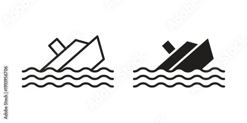 Sinking ship icon illustrations. Pack of vector icons for ui ux