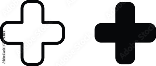 Plus Sign Symbols in Black and White