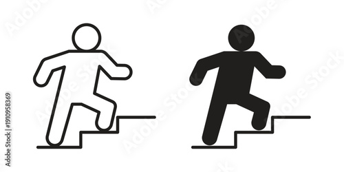 Stairs climbing icon illustrations. Pack of vector icons for ui ux