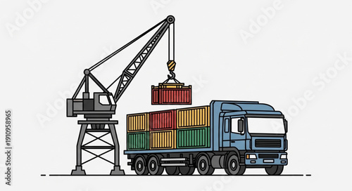 Container Truck Loading at Dock.