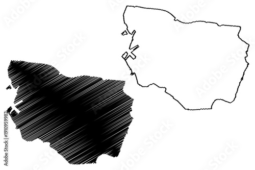 Borsele municipality (Kingdom of the Netherlands, Holland, Zeeland or Zealand province) map vector illustration, scribble sketch Bossele map