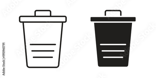 Trash compactor icon illustrations. Pack of vector icons for ui ux