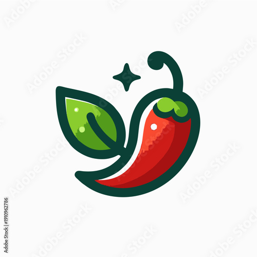Fresh red hot chili pepper vector illustration featuring a spicy organic vegetable icon isolated on white for healthy food design