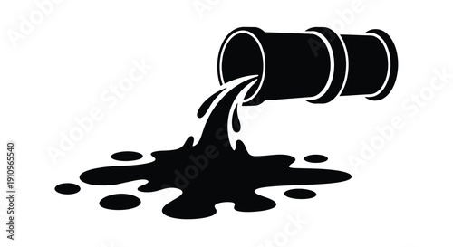 Black liquid pouring from a bucket a striking silhouette