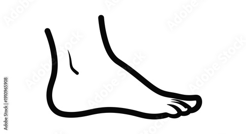 Simple black outline of a human foot side view silhouette