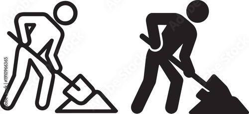 Construction icons silhouette bold outline isolated sign symbol.
