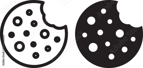 Cookie icons silhouette bold outline isolated sign symbol.